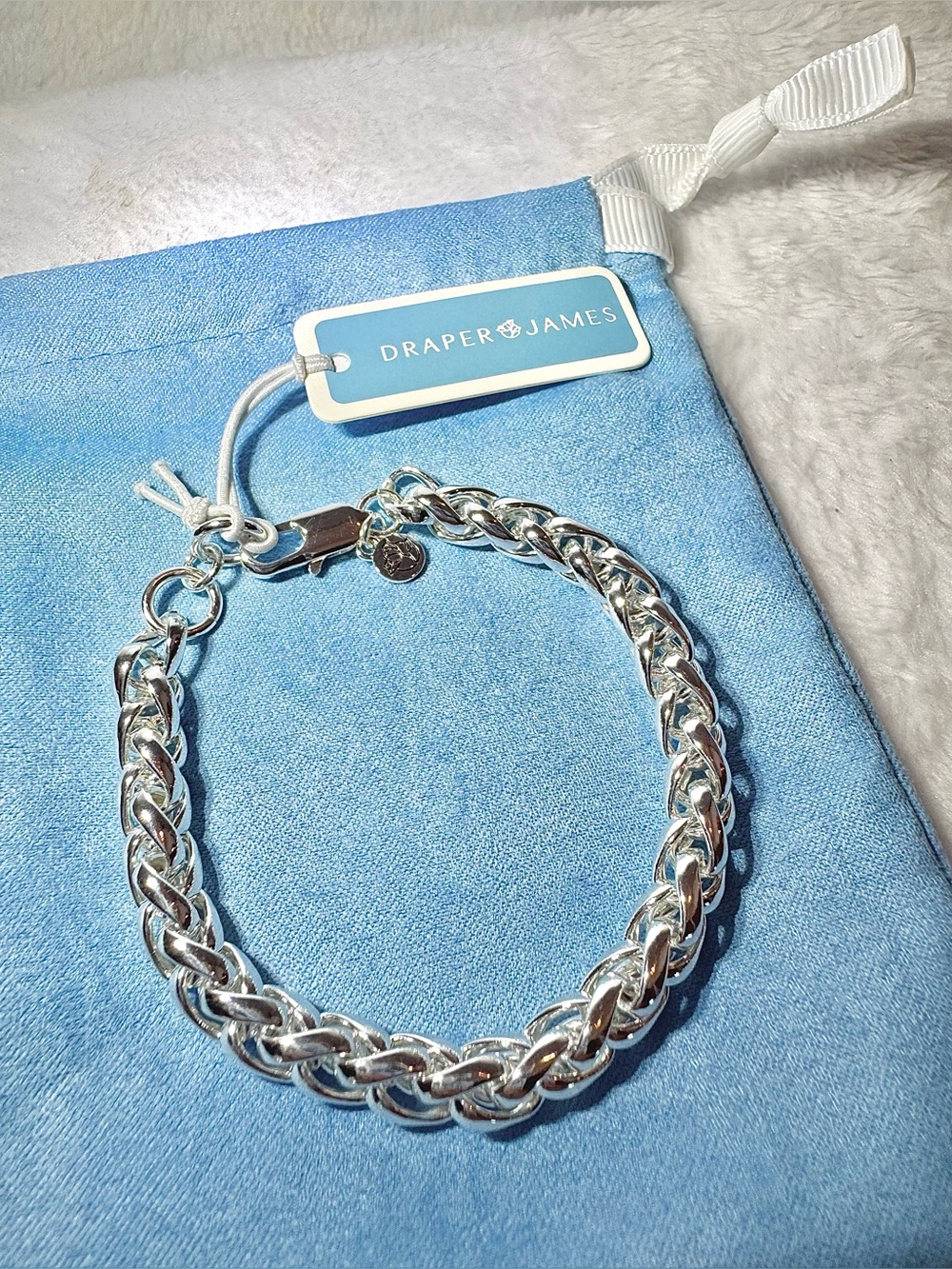 NWT Draper James Woven Chain Silver Bracelet